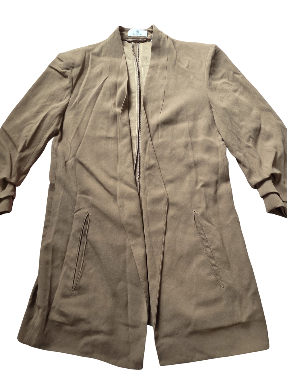 Babaton Open-Front Trench Coat in Taupe